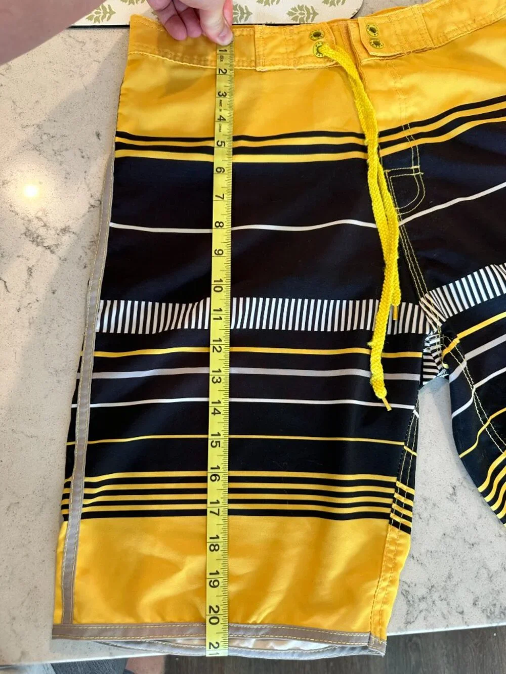 Ocean Bay Board Shorts Men’s Size M yellow and black with white stripes